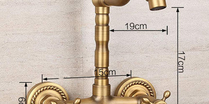 Antique Bathtub Faucet – Dual-Handle Brass Wall-Mounted Tub Faucet with Hot & Cold Mixer, Tall Model, Elegant for Villa Bathroom - Bronze - Size Tall1 Tyack eCommerce Solutions