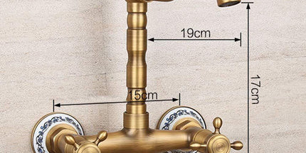 Antique Bathtub Faucet – Dual-Handle Brass Wall-Mounted Tub Faucet with Hot & Cold Mixer, Tall Model, Elegant for Villa Bathroom - Bronze - Size Tall3 Tyack eCommerce Solutions