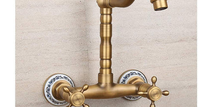 Antique Bathtub Faucet – Dual-Handle Brass Wall-Mounted Tub Faucet with Hot & Cold Mixer, Tall Model, Elegant for Villa Bathroom - Bronze - Size Tall4 Tyack eCommerce Solutions