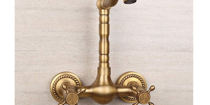 Antique Bathtub Faucet – Dual-Handle Brass Wall-Mounted Tub Faucet with Hot & Cold Mixer, Tall Model, Elegant for Villa Bathroom - Bronze - Size Tall4 Tyack eCommerce Solutions