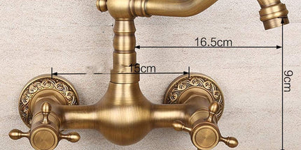 Antique Bathtub Faucet – Dual-Handle Brass Wall-Mounted Tub Faucet with Shower, Hot & Cold Mixer, Short Model, Elegant Bathroom & Villa Faucet - Bronze - Size Short4 Tyack eCommerce Solutions