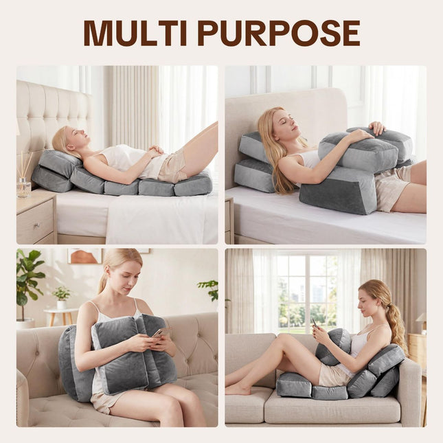 6-Segment Adjustable Weighted Body Pillow for Anxiety Adults, 10lbs | Modular Sensory Pillow with Velvet Cover, Customizable Support for Side Sleepers, Pressure Relief & Deeper Sleep, 47" x 15.7"