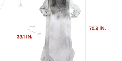 70.9in. Motion-Activated Animatronic Lurching Woman | 70.9In. Lurching Woman, Motion-Activated Lights and Sound, Indoor or Outdoor Creepy Decoration