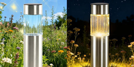 Solar Pathway Lights Outdoor, Stainless Steel Solar Garden Lights, Bright 35LM Warm White LED, Auto On/Off IP65 Waterproof Path Lights for Yard, Lawn, Walkway, Patio, Driveway - Black - Size 4 Pack