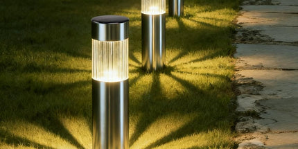 Solar Pathway Lights Outdoor, Stainless Steel Solar Garden Lights, Bright 35LM Warm White LED, Auto On/Off IP65 Waterproof Path Lights for Yard, Lawn, Walkway, Patio, Driveway - Silver - Size 4 Pack