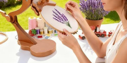 Embroidery Stand Beech Wood Violin Base Clamp Cross Stitch Holder Adjustable Height and Angle, Stable Violin-Shaped Base, Universal Clamp Fits Most Hoops, Premium Beech Wood Construction Tyack eCommerce Solutions