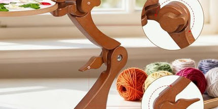 Embroidery Stand Beech Wood Violin Base Clamp Cross Stitch Holder Adjustable Height and Angle, Stable Violin-Shaped Base, Universal Clamp Fits Most Hoops, Premium Beech Wood Construction Tyack eCommerce Solutions