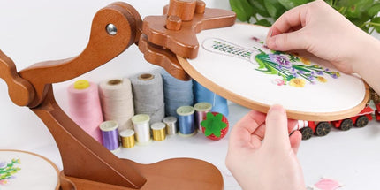 Embroidery Stand Beech Wood Violin Base Clamp Cross Stitch Holder Adjustable Height and Angle, Stable Violin-Shaped Base, Universal Clamp Fits Most Hoops, Premium Beech Wood Construction Tyack eCommerce Solutions