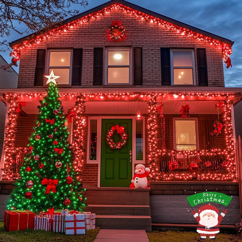 Red & Green Outdoor LED Christmas String Lights 100m