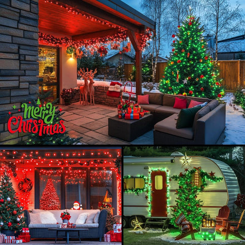 Red & Green Outdoor LED Christmas String Lights 100m