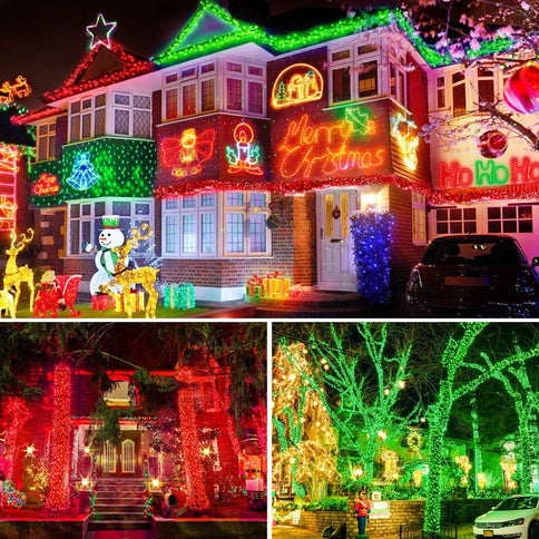 Red & Green Outdoor LED Christmas String Lights 100m