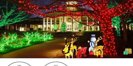 LED White Christmas Lights Outdoor, String Lights Plug in | Extendable, 8 Modes Christmas Tree Light, Timer, Durable, for Room Garden Patio Porch Wedding Christmas Halloween Decoration - Red & Green - Size 100m 1000-LED Light String with 3m Extension Cabl