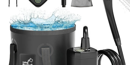 Portable Camping Shower, 6000mAh Rechargeable Outdoor Shower Pump 4 Spray Modes & Speeds, Ipx7 Waterproof, LED Display, Portable Shower for Camping, Car & Pet - Black - Size 5.3-gallon bucket, spray gun, and bath bomb Tyack eCommerce Solutions
