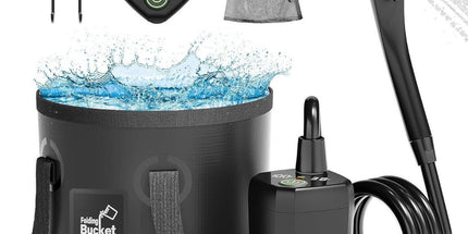 Portable Camping Shower, 6000mAh Rechargeable Outdoor Shower Pump 4 Spray Modes & Speeds, Ipx7 Waterproof, LED Display, Portable Shower for Camping, Car & Pet - Gray - Size 5.3-gallon bucket and spray gun Tyack eCommerce Solutions