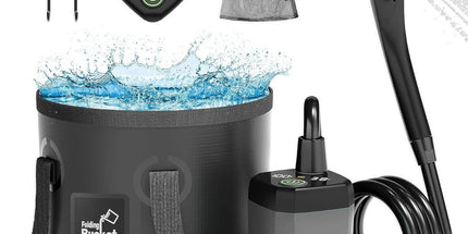 Portable Camping Shower, 6000mAh Rechargeable Outdoor Shower Pump 4 Spray Modes & Speeds, Ipx7 Waterproof, LED Display, Portable Shower for Camping, Car & Pet - Gray - Size 5.3-gallon bucket and spray gun Tyack eCommerce Solutions