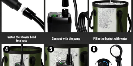 Portable Camping Shower, 6000mAh Rechargeable Outdoor Shower Pump 4 Spray Modes & Speeds, Ipx7 Waterproof, LED Display, Portable Shower for Camping, Car & Pet - Gray - Size 5.3-gallon bucket, spray gun, and bath bomb Tyack eCommerce Solutions