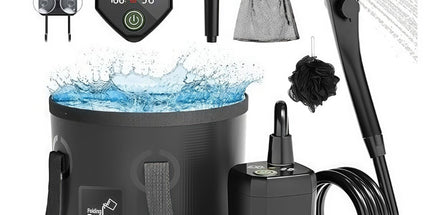 Portable Camping Shower, 6000mAh Rechargeable Outdoor Shower Pump 4 Spray Modes & Speeds, Ipx7 Waterproof, LED Display, Portable Shower for Camping, Car & Pet - Gray - Size 5.3-gallon bucket, spray gun, and bath bomb Tyack eCommerce Solutions