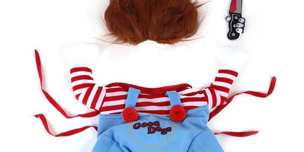 Pet Deadly Doll Dog Costume, Cosplay Halloween Christmas Funny Clothes Party Costume for Small Medium and Large Dogs - Blue - Size M