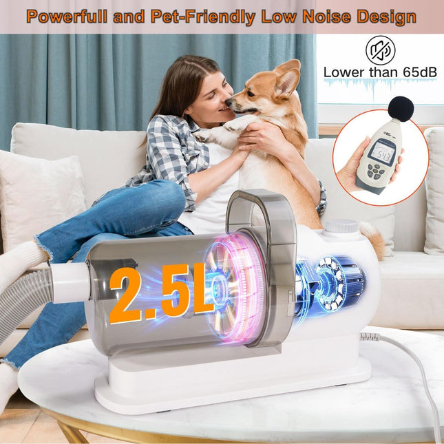 Dog Cat Grooming Vacuum Pet Scissors 6-In-1 Hair Removal Brush Pet Hair Adsorption