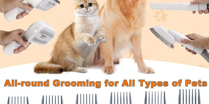 Dog Cat Grooming Vacuum Pet Scissors 6-In-1 Hair Removal Brush Pet Hair Adsorption