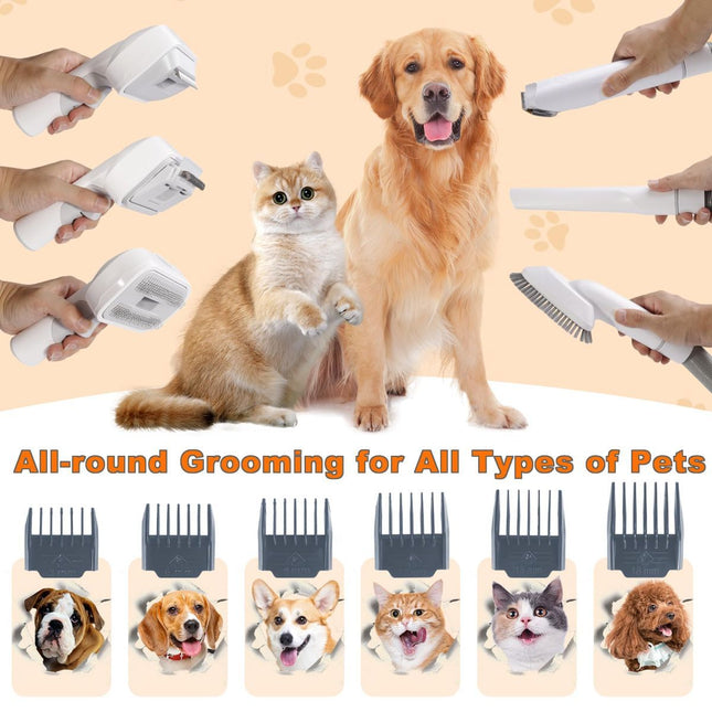 Dog Cat Grooming Vacuum Pet Scissors 6-In-1 Hair Removal Brush Pet Hair Adsorption