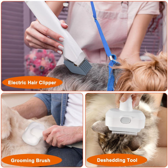 Dog Cat Grooming Vacuum Pet Scissors 6-In-1 Hair Removal Brush Pet Hair Adsorption