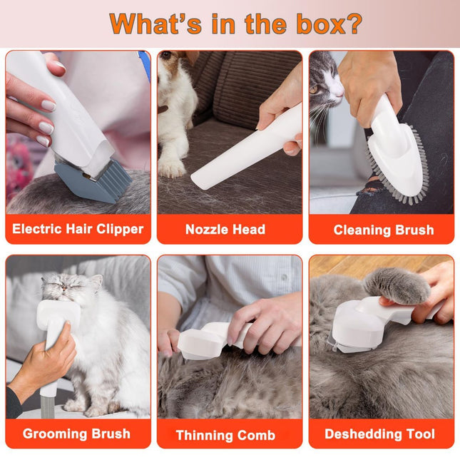 Dog Cat Grooming Vacuum Pet Scissors 6-In-1 Hair Removal Brush Pet Hair Adsorption