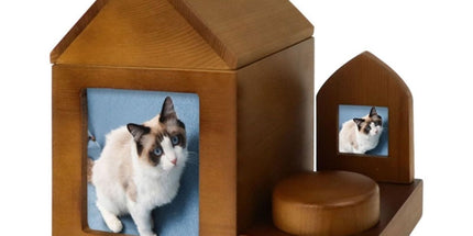 Pet Urn Nostalgia Passing Away Dog Cat Cabin Urn with Photo Frame Pet Coffin - Brown - Size Large group Tyack eCommerce Solutions