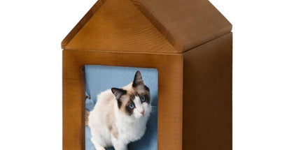 Pet Urn Nostalgia Passing Away Dog Cat Cabin Urn with Photo Frame Pet Coffin - Brown - Size Large group Tyack eCommerce Solutions