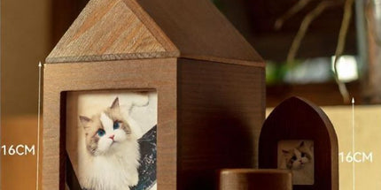 Pet Urn Nostalgia Passing Away Dog Cat Cabin Urn with Photo Frame Pet Coffin - Brown - Size Large group Tyack eCommerce Solutions