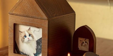 Pet Urn Nostalgia Passing Away Dog Cat Cabin Urn with Photo Frame Pet Coffin - Brown - Size Large group Tyack eCommerce Solutions