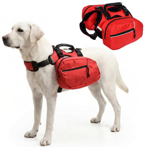 Dog Harness Storage Bags For Dogs Pet Accessories Dog Outdoor Gear High-Quality - Red - Size M