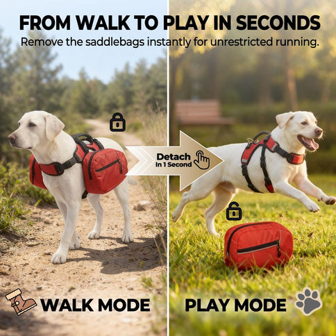 Dog Harness Storage Bags For Dogs Pet Accessories Dog Outdoor Gear High-Quality - Red - Size M