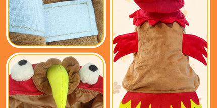 Dog Costumes Dog Turkey Costume, Thanksgiving Costume Pet Clothes Apparel for Thanksgiving Christmas Cosplay for Small Medium and Large Dogs - Brown - Size M