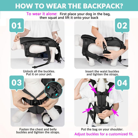 Dog Harness Storage Bags For Dogs Pet Accessories Dog Outdoor Gear High-Quality - Black - Size S