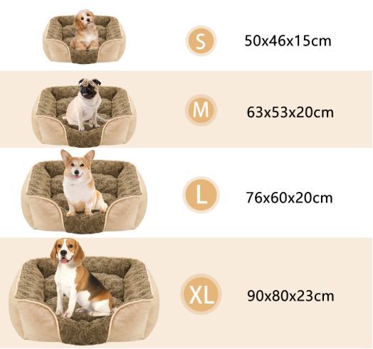 Dog Bed for Small Medium Dogs, Cat Bed for Indoor Cats. Washable Orthopedic Dog Bed. Removable Sleeping Mat, Durable Pet Bed with Anti-Slip Bottom - Camel - Size 90cm*80cm