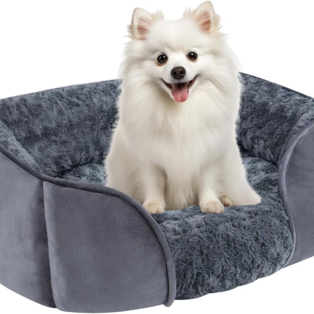 Dog Bed for Small Medium Dogs, Cat Bed for Indoor Cats. Washable Orthopedic Dog Bed. Removable Sleeping Mat, Durable Pet Bed with Anti-Slip Bottom - Dark Gray - Size 90cm*80cm