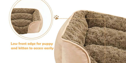 Dog Bed for Small Medium Dogs, Cat Bed for Indoor Cats. Washable Orthopedic Dog Bed. Removable Sleeping Mat, Durable Pet Bed with Anti-Slip Bottom - Dark Gray - Size 90cm*80cm