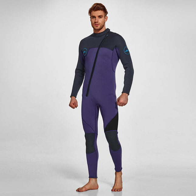 3MM Men's Full Wetsuit – 4-Way Stretch, UPF 50+, Thermal & Scratch Resistant for Diving & Surfing - Blue - Size XXL