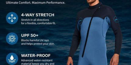 3MM Men's Full Wetsuit – 4-Way Stretch, UPF 50+, Thermal & Scratch Resistant for Diving & Surfing - Purple - Size XXL
