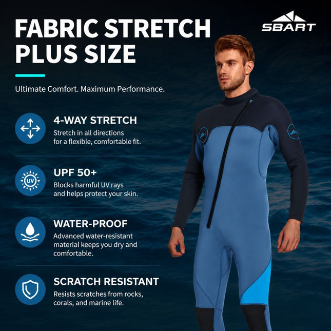 3MM Men's Full Wetsuit – 4-Way Stretch, UPF 50+, Thermal & Scratch Resistant for Diving & Surfing - Purple - Size XXL