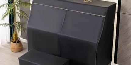 Leather Upright Piano Cover, Piano Full Cover Dustproof Waterproof, Universal Upright Piano Leather Protective Cover, Block Sunlight, Moisture, Dust - Gray - Size Single seat cover+piano cover Tyack eCommerce Solutions