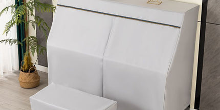 Leather Upright Piano Cover, Piano Full Cover Dustproof Waterproof, Universal Upright Piano Leather Protective Cover, Block Sunlight, Moisture, Dust - Orange - Size Double seat cover+piano cover Tyack eCommerce Solutions