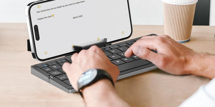 Foldable Bluetooth Keyboard with Magnetic Stand,Aluminum Alloy Mini Quiet Folding Portable Lightweight Travel Rechargeable Pocket for Tablet,iPad, Phones - White - Size 20.25*8.92cm Tyack eCommerce Solutions