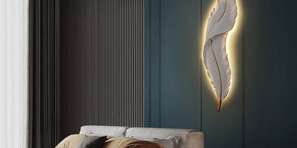2Pack Modern Feather Wall Sconce – LED Decorative Wall Light with Artistic 3D Feather Design & Soft Ambient Backlight, Elegant Accent Lighting for Bedroom, Living Room & Hallway(White) Tyack eCommerce Solutions
