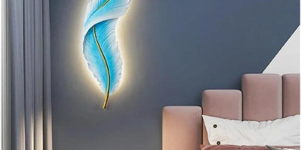 2Pack Modern Feather Wall Sconce – LED Decorative Wall Light with Artistic 3D Feather Design & Soft Ambient Backlight, Elegant Accent Lighting for Bedroom, Living Room & Hallway(White) Tyack eCommerce Solutions