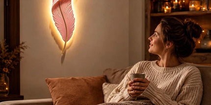 2Pack Modern Feather Wall Sconce – LED Decorative Wall Light with Artistic 3D Feather Design & Soft Ambient Backlight, Elegant Accent Lighting for Bedroom, Living Room & Hallway(Pink) Tyack eCommerce Solutions