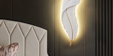 2Pack Modern Feather Wall Sconce – LED Decorative Wall Light with Artistic 3D Feather Design & Soft Ambient Backlight, Elegant Accent Lighting for Bedroom, Living Room & Hallway(Pink) Tyack eCommerce Solutions