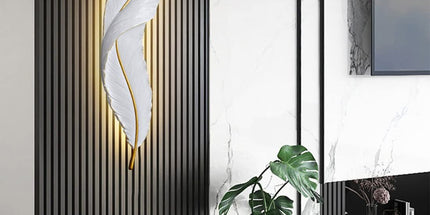 2Pack Modern Feather Wall Sconce – LED Decorative Wall Light with Artistic 3D Feather Design & Soft Ambient Backlight, Elegant Accent Lighting for Bedroom, Living Room & Hallway(Blue) Tyack eCommerce Solutions
