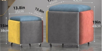 Stool, 5 in 1 Nesting Ottoman Stool with Swivel Casters Stackable Cube Square Sofa Vanity Movable Footstool for Living Room Bedroom(Five Colour) Tyack eCommerce Solutions